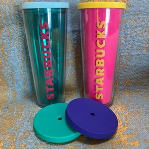 This listing is sold ….Starbucks Tumblers with extra lids THIS ITEM IS SOLD